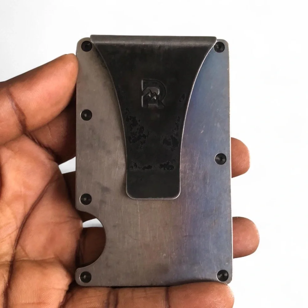 Ridge Titanium Slim RFID Blocking Wallet Card Holder Money Clip Preowned